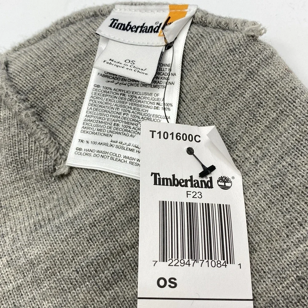 New Timberland Gray‎ Cuffed Knit Beanie Ski Snowboard Hat Outdoor Hiking Cap NWT